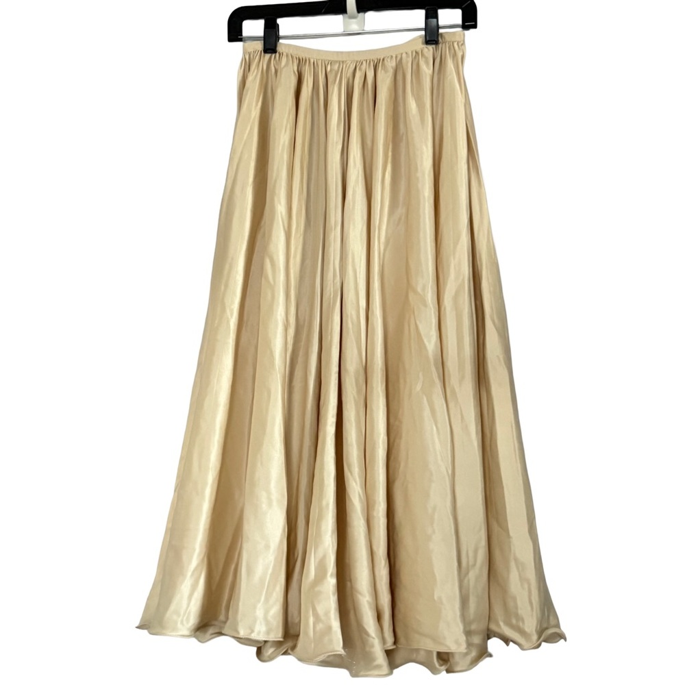 Reformation Cream Bala Pleated Satin Midi Skirt - 0